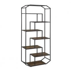 71.5in Rustic Brown and Dark Grey 7-Shelf Bookcase by Coaster Home Furnishings -Coaster Home Furnishings Shop rustic brown and dark grey coaster home furnishings bookcases bookshelves 805662 1f 1000