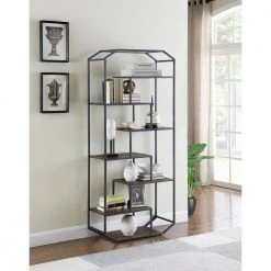 71.5in Rustic Brown and Dark Grey 7-Shelf Bookcase by Coaster Home Furnishings -Coaster Home Furnishings Shop rustic brown and dark grey coaster home furnishings bookcases bookshelves 805662 31 1000
