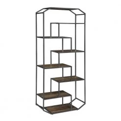 71.5in Rustic Brown and Dark Grey 7-Shelf Bookcase by Coaster Home Furnishings