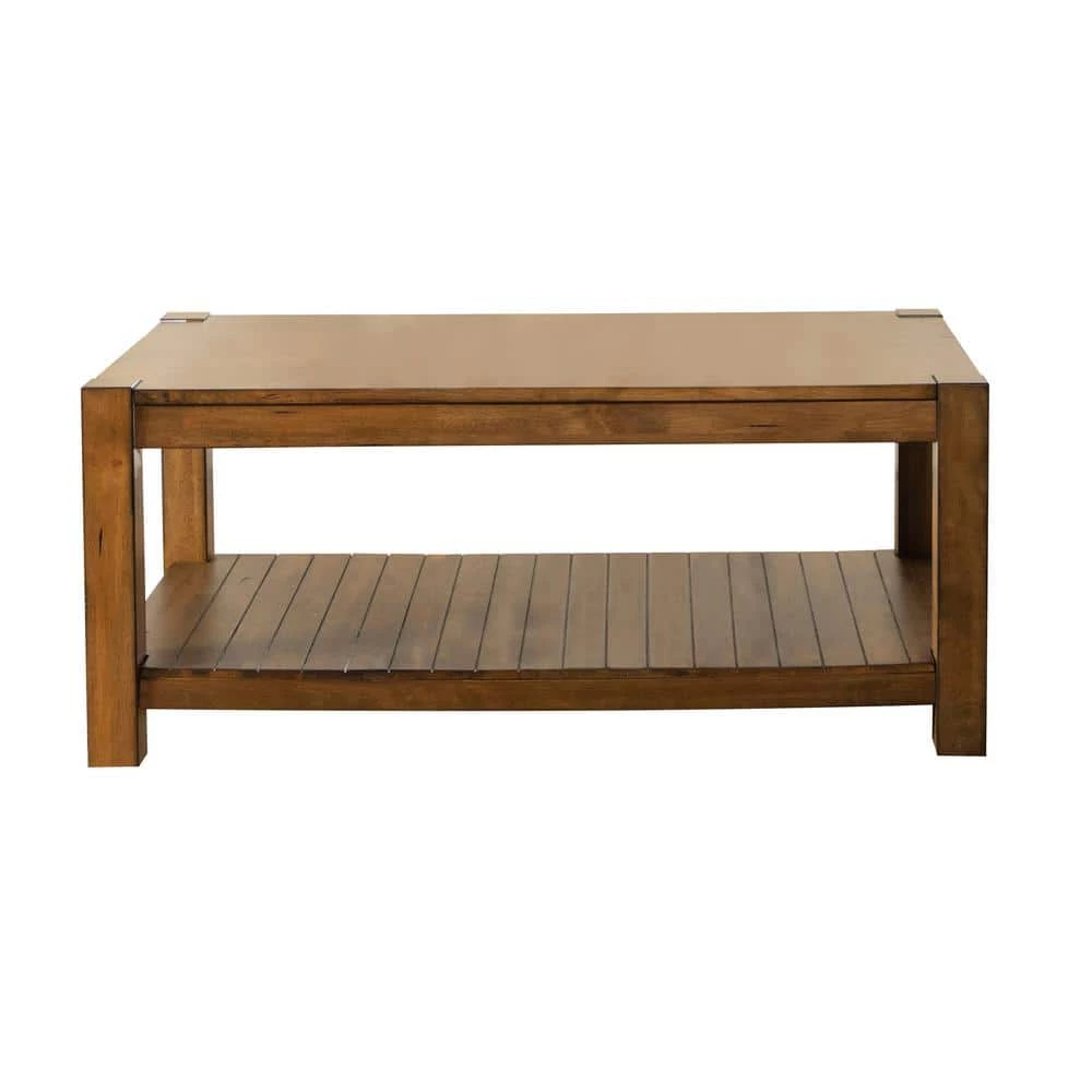 47 in Rustic Brown Rectangle Wood Coffee Table with Lower Shelf by Coaster Home Furnishings 3 47 in Rustic Brown Rectangle Wood Coffee Table with Lower Shelf by Coaster Home Furnishings
