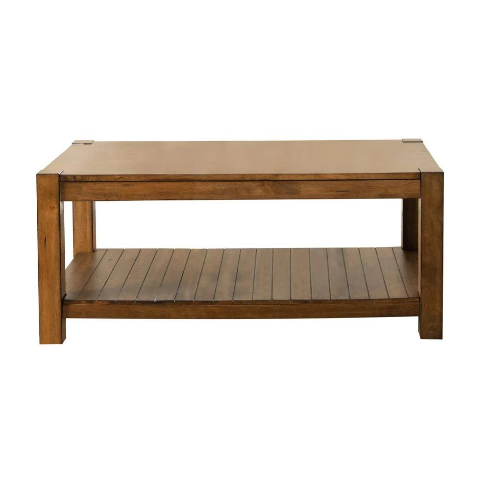 47 in Rustic Brown Rectangle Wood Coffee Table with Lower Shelf by Coaster Home Furnishings 4 47 in Rustic Brown Rectangle Wood Coffee Table with Lower Shelf by Coaster Home Furnishings - Image 2