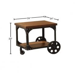 Roy 24 in Rustic Brown Square Wood End Table with Shelf and Casters by Coaster Home Furnishings -Coaster Home Furnishings Shop rustic brown coaster home furnishings end side tables 701127 40 1000