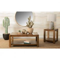 20 in. Rustic Brown Rectangle Wood End Table with Lower Shelf by Coaster Home Furnishings -Coaster Home Furnishings Shop rustic brown coaster home furnishings end side tables 724337 31 1000