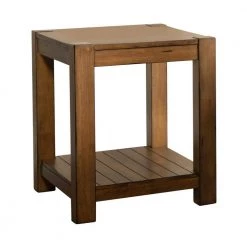 20 in. Rustic Brown Rectangle Wood End Table with Lower Shelf by Coaster Home Furnishings -Coaster Home Furnishings Shop rustic brown coaster home furnishings end side tables 724337 c3 1000