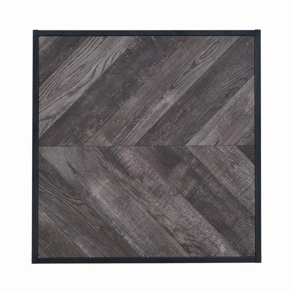 Meagan 23.5 in. Rustic Grey Herringbone and Sandy Black Square Wood End Table by Coaster Home Furnishings 6 Meagan 23.5 in. Rustic Grey Herringbone and Sandy Black Square Wood End Table by Coaster Home Furnishings - Image 4