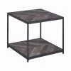 Meagan 23.5 in. Rustic Grey Herringbone and Sandy Black Square Wood End Table by Coaster Home Furnishings -Coaster Home Furnishings Shop rustic grey herringbone and sandy black coaster home furnishings end side tables 708167 64 1000