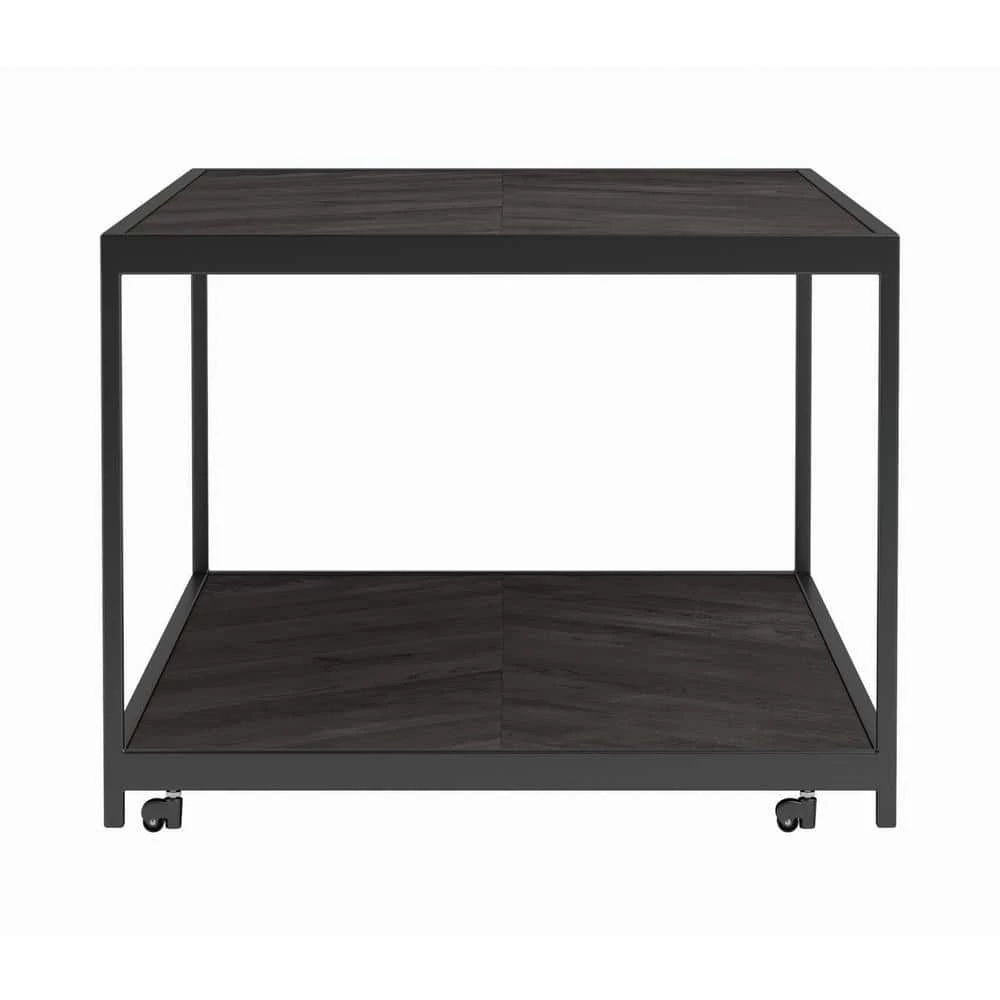 Meagan 23.5 in. Rustic Grey Herringbone and Sandy Black Square Wood End Table by Coaster Home Furnishings 4 Meagan 23.5 in. Rustic Grey Herringbone and Sandy Black Square Wood End Table by Coaster Home Furnishings - Image 2