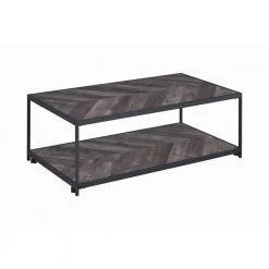 Meagan 47.25 in. Rustic Grey Herringbone Rectangle Wood Coffee Table with Bottom Shelf by Coaster Home Furnishings