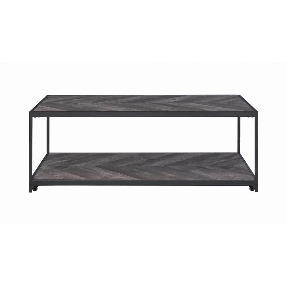 Meagan 47.25 in. Rustic Grey Herringbone Rectangle Wood Coffee Table with Bottom Shelf by Coaster Home Furnishings 5 Meagan 47.25 in. Rustic Grey Herringbone Rectangle Wood Coffee Table with Bottom Shelf by Coaster Home Furnishings - Image 3