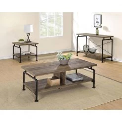 23.5 in. Rustic Oak and Black Square Wood End Table with Shelf by Coaster Home Furnishings -Coaster Home Furnishings Shop rustic oak and black coaster home furnishings end side tables 705947 31 1000