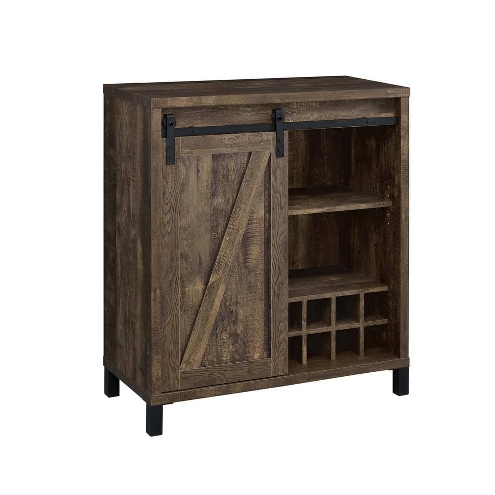 Rustic Oak Bar Cabinet with Sliding Door by Coaster Home Furnishings 7 Rustic Oak Bar Cabinet with Sliding Door by Coaster Home Furnishings - Image 5