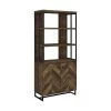 Millbrook 70.75 in. Rustic Oak Herringbone and Gunmetal 3-Shelf Bookcase by Coaster Home Furnishings -Coaster Home Furnishings Shop rustic oak herringbone and gunmetal coaster home furnishings bookcases bookshelves 882093 64 1000