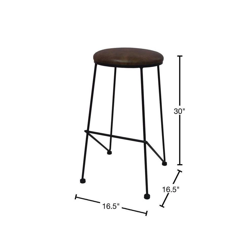 30 in. Dark Gunmetal and Saddle Brown Backless Iron Frame Round Bar Stool with Leatherette Seat by Coaster Home Furnishings 4 30 in. Dark Gunmetal and Saddle Brown Backless Iron Frame Round Bar Stool with Leatherette Seat by Coaster Home Furnishings - Image 2