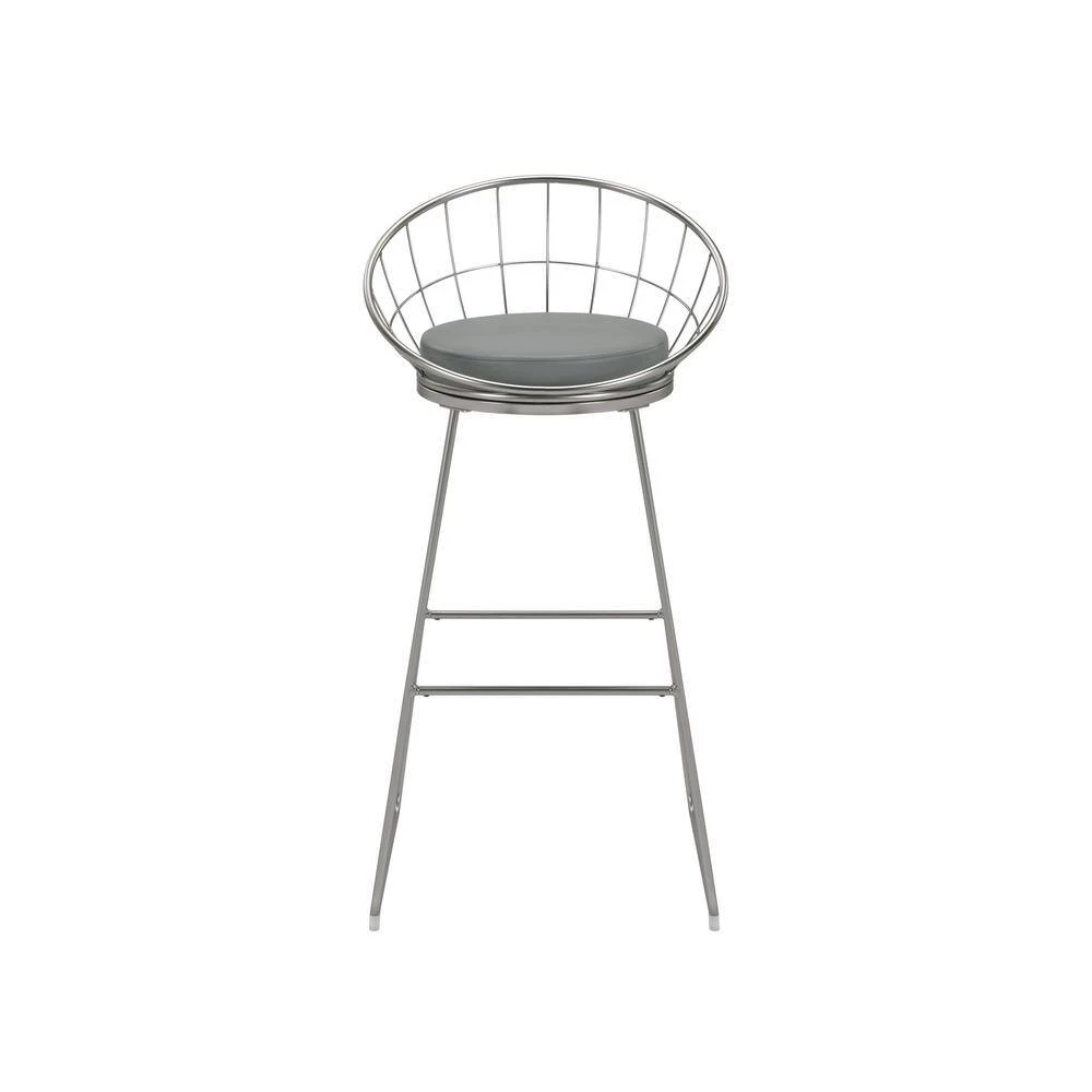 38.25 in. H Satin Nickel and Grey Low Back Metal Frame Bar Stool with Leatherette Seat (Set of 2) by Coaster Home Furnishings 7 38.25 in. H Satin Nickel and Grey Low Back Metal Frame Bar Stool with Leatherette Seat (Set of 2) by Coaster Home Furnishings - Image 5