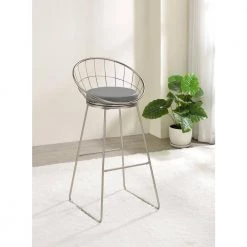 38.25 in. H Satin Nickel and Grey Low Back Metal Frame Bar Stool with Leatherette Seat (Set of 2) by Coaster Home Furnishings 15 38.25 in. H Satin Nickel and Grey Low Back Metal Frame Bar Stool with Leatherette Seat (Set of 2) by Coaster Home Furnishings -Coaster Home Furnishings Shop satin nickel and grey coaster home furnishings bar stools 183144 c3 1000