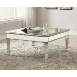 Cassandra 38 in Silver Square Mirror Glass Coffee Table by Coaster Home Furnishings -Coaster Home Furnishings Shop silver coaster home furnishings coffee tables 703938 31 1000