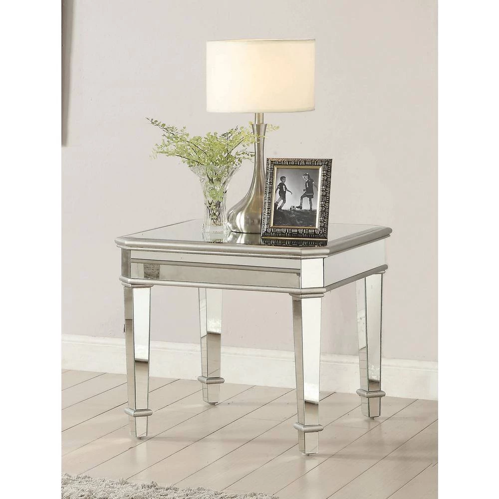 Cassandra 28 in. Silver Square Glass End Table by Coaster Home Furnishings 6 Cassandra 28 in. Silver Square Glass End Table by Coaster Home Furnishings - Image 4