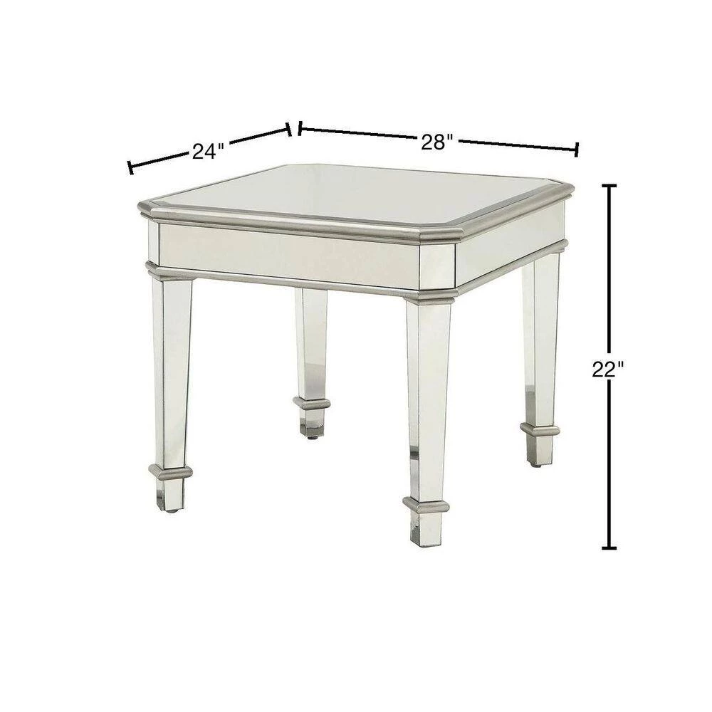 Cassandra 28 in. Silver Square Glass End Table by Coaster Home Furnishings 5 Cassandra 28 in. Silver Square Glass End Table by Coaster Home Furnishings - Image 3