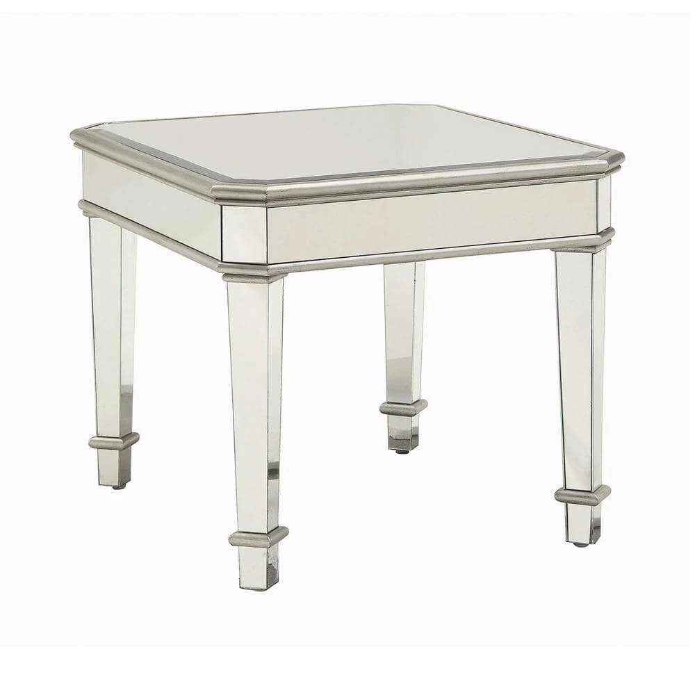 Cassandra 28 in. Silver Square Glass End Table by Coaster Home Furnishings 3 Cassandra 28 in. Silver Square Glass End Table by Coaster Home Furnishings