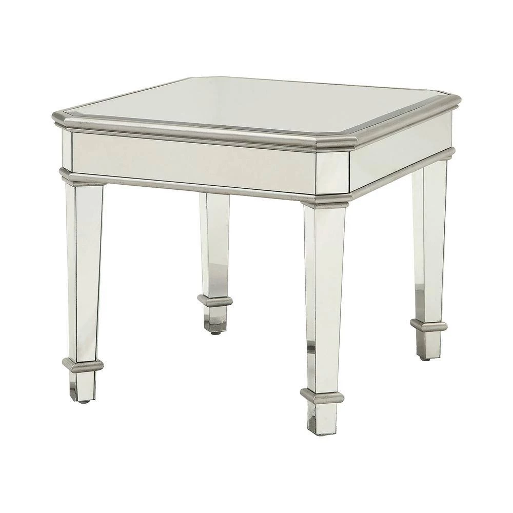 Cassandra 28 in. Silver Square Glass End Table by Coaster Home Furnishings 4 Cassandra 28 in. Silver Square Glass End Table by Coaster Home Furnishings - Image 2