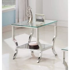 Square End Table with Mirrored Shelf Chrome by Coaster Home Furnishings -Coaster Home Furnishings Shop silver coaster home furnishings end side tables 720337 31 1000