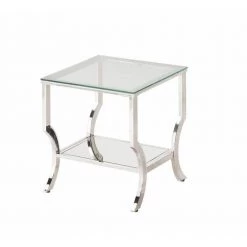 Square End Table with Mirrored Shelf Chrome by Coaster Home Furnishings
