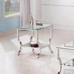 Square End Table with Mirrored Shelf Chrome by Coaster Home Furnishings -Coaster Home Furnishings Shop silver coaster home furnishings end side tables 720337 c3 1000