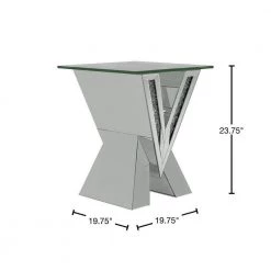 Caldwell 19.75in Silver Square Glass End Table with V-Shaped Base by Coaster Home Furnishings -Coaster Home Furnishings Shop silver coaster home furnishings end side tables 723447 40 1000