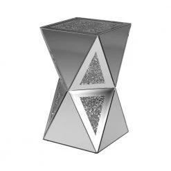 13.75 in. Silver Square Mirror Side Table with Geometric Base by Coaster Home Furnishings