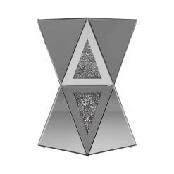 13.75 in. Silver Square Mirror Side Table with Geometric Base by Coaster Home Furnishings -Coaster Home Furnishings Shop silver coaster home furnishings end side tables 930216 c3 1000