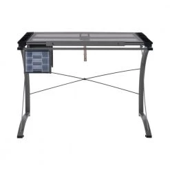 Melo 41 in. Rectangular Silver 3-Drawer Drafting Writing Desk with Glass Top by Coaster Home Furnishings -Coaster Home Furnishings Shop silver coaster home furnishings writing desks 800986 4f 1000