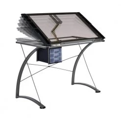 Melo 41 in. Rectangular Silver 3-Drawer Drafting Writing Desk with Glass Top by Coaster Home Furnishings -Coaster Home Furnishings Shop silver coaster home furnishings writing desks 800986 77 1000