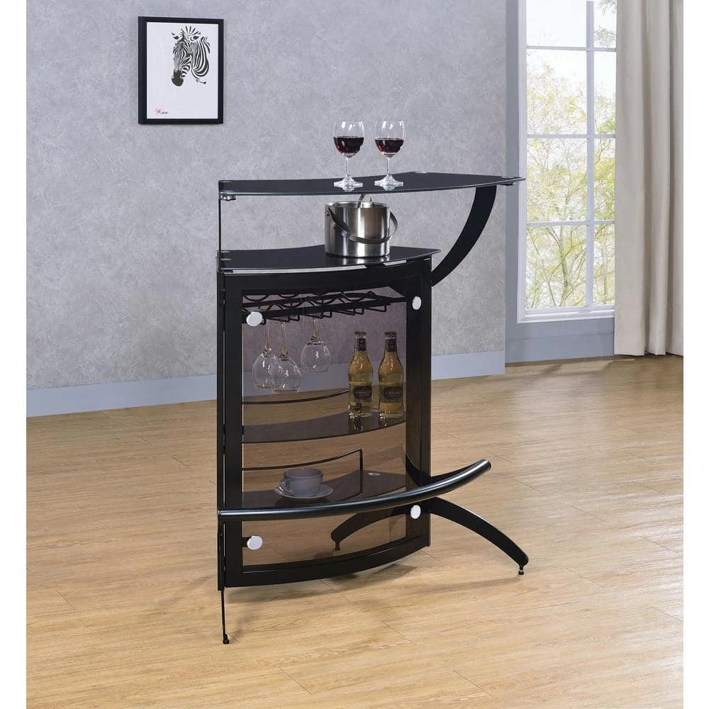 Black Bar Unit with Glass Top and Acrylic Front by Coaster Home Furnishings 8 Black Bar Unit with Glass Top and Acrylic Front by Coaster Home Furnishings - Image 6