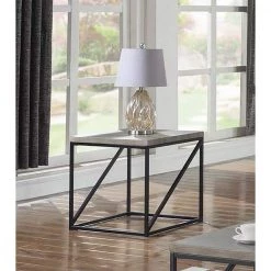 23.75 in. Sonoma Grey and Black Square Wood End Table by Coaster Home Furnishings