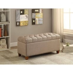 Taupe Storage Bench with Tufted Seat 18 in. x 38 in. x 18 in. by Coaster Home Furnishings -Coaster Home Furnishings Shop taupe coaster home furnishings dining benches 500064 31 1000