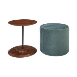 Seanna 22.55 lbs. Round Wood Top Teal and Walnut Accent Table with Ottoman by Coaster Home Furnishings -Coaster Home Furnishings Shop teal and walnut coaster home furnishings end side tables 914115 c3 1000