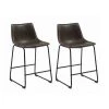 35 in. H Black and Brown Solid Back Metal Frame Counter Height Stools with Leatherette Seat (Set of 2) by Coaster Home Furnishings