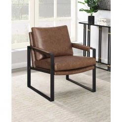 Umber Brown and Gunmetal Leatherette Upholstered Accent Chair by Coaster Home Furnishings -Coaster Home Furnishings Shop umber brown and gunmetal coaster home furnishings accent chairs 904112 31 1000