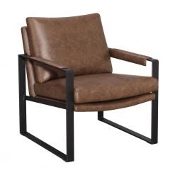 Umber Brown and Gunmetal Leatherette Upholstered Accent Chair by Coaster Home Furnishings