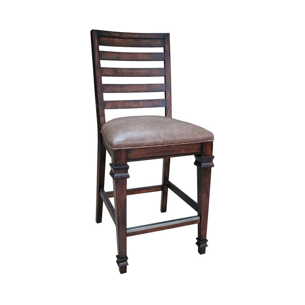 Delphine 43in Vintage Dark Pine and Brown Ladder Back Wood Frame Counter Height Chair (Set of 2) by Coaster Home Furnishings 3 Delphine 43in Vintage Dark Pine and Brown Ladder Back Wood Frame Counter Height Chair (Set of 2) by Coaster Home Furnishings