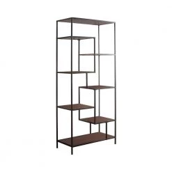Sherman 72in Walnut and Black 7-Shelf Bookcase by Coaster Home Furnishings