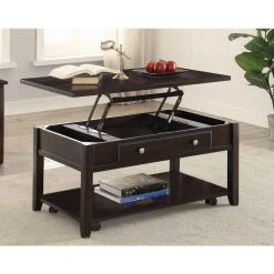 40 in. Walnut Rectangle Wood Coffee Table with Lift Top and Lower Shelf by Coaster Home Furnishings -Coaster Home Furnishings Shop walnut coaster home furnishings coffee tables 721038 31 1000