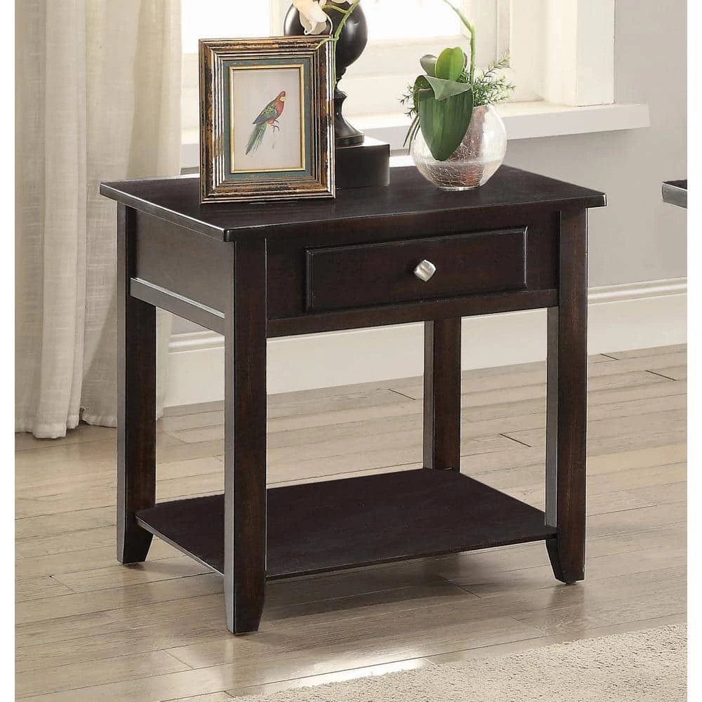 22 in. Walnut Square Wood End Table with Lower Shelf by Coaster Home Furnishings 5 22 in. Walnut Square Wood End Table with Lower Shelf by Coaster Home Furnishings - Image 3