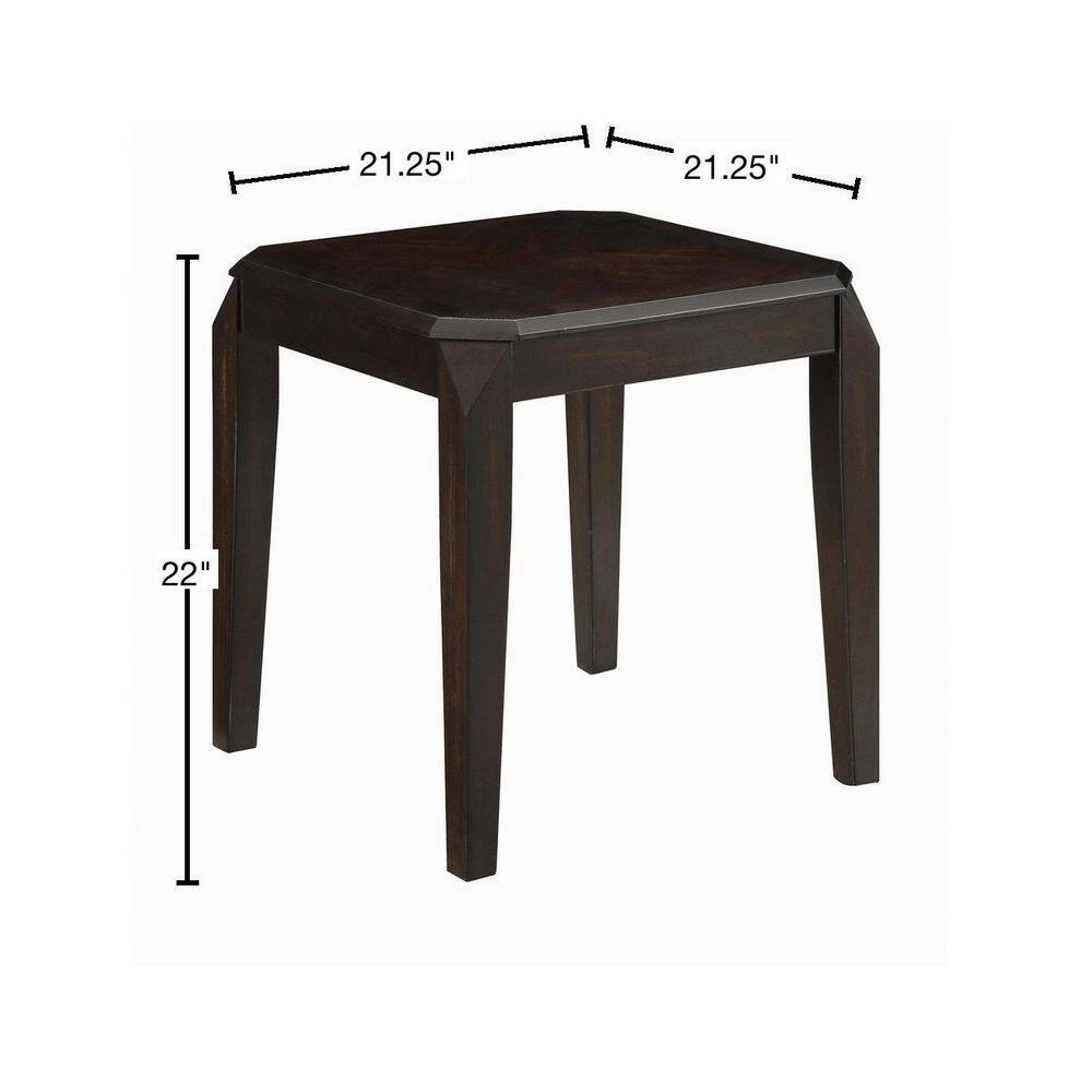 21.25in Walnut Square Wood End Table by Coaster Home Furnishings 5 21.25in Walnut Square Wood End Table by Coaster Home Furnishings - Image 3