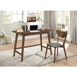 47.25 in. 2-Piece Walnut and Dark Grey Writing Desk Set by Coaster Home Furnishings