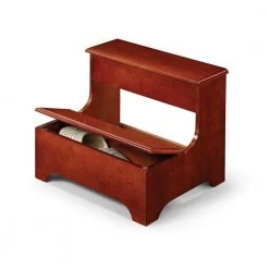 Lower Lift Top Storage Warm Brown Wood Step Stool by Coaster Home Furnishings -Coaster Home Furnishings Shop warm brown coaster home furnishings furniture accessories 3910 c3 1000