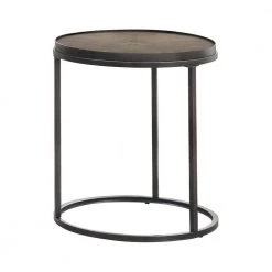 22 in. Weathered Elm and Gunmetal Round Wood End Table by Coaster Home Furnishings