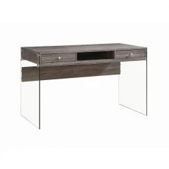 Weathered Grey Writing Desk with Glass Sides by Coaster Home Furnishings