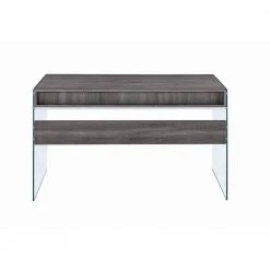 Weathered Grey Writing Desk with Glass Sides by Coaster Home Furnishings -Coaster Home Furnishings Shop weathered gray coaster home furnishings computer desks 800818 c3 1000