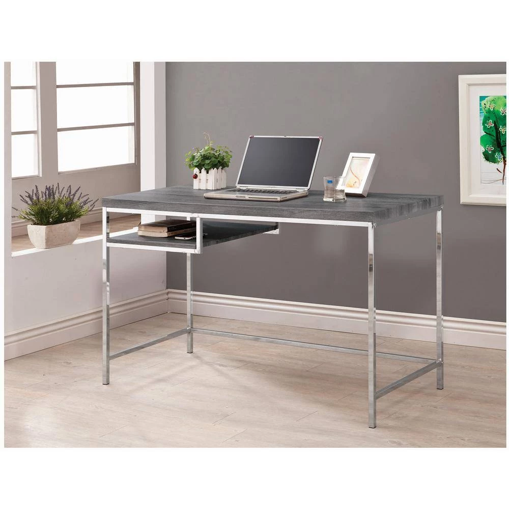 Kravitz 47.25 in. Rectangular Weathered Grey and Chrome Writing Desk with Storage Shelf by Coaster Home Furnishings 10 Kravitz 47.25 in. Rectangular Weathered Grey and Chrome Writing Desk with Storage Shelf by Coaster Home Furnishings - Image 8